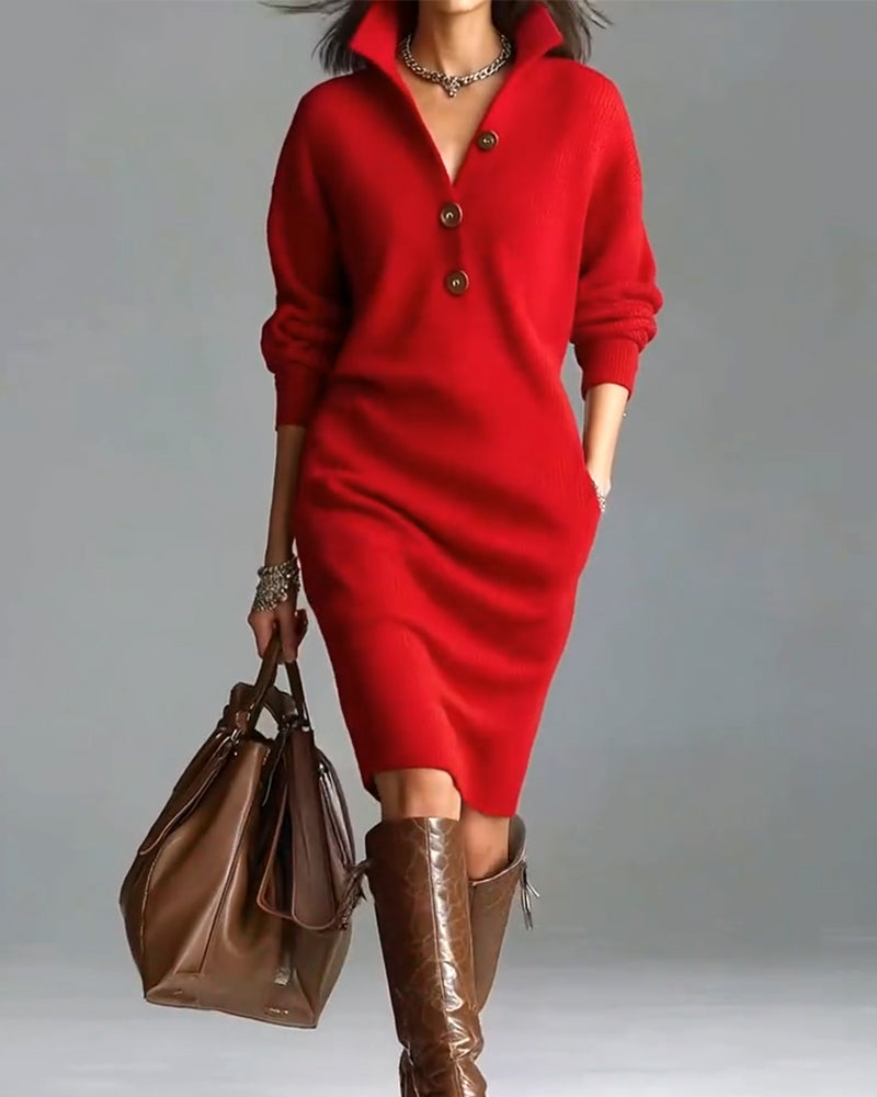 Classic Crew Neck Knit Dress