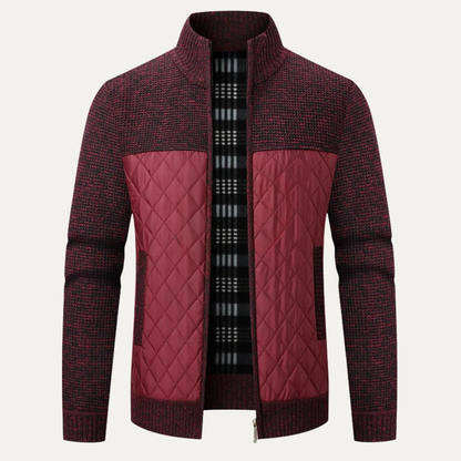 Men's Quilted Puffer Jacket Zip Up Knit Black - VibreMode