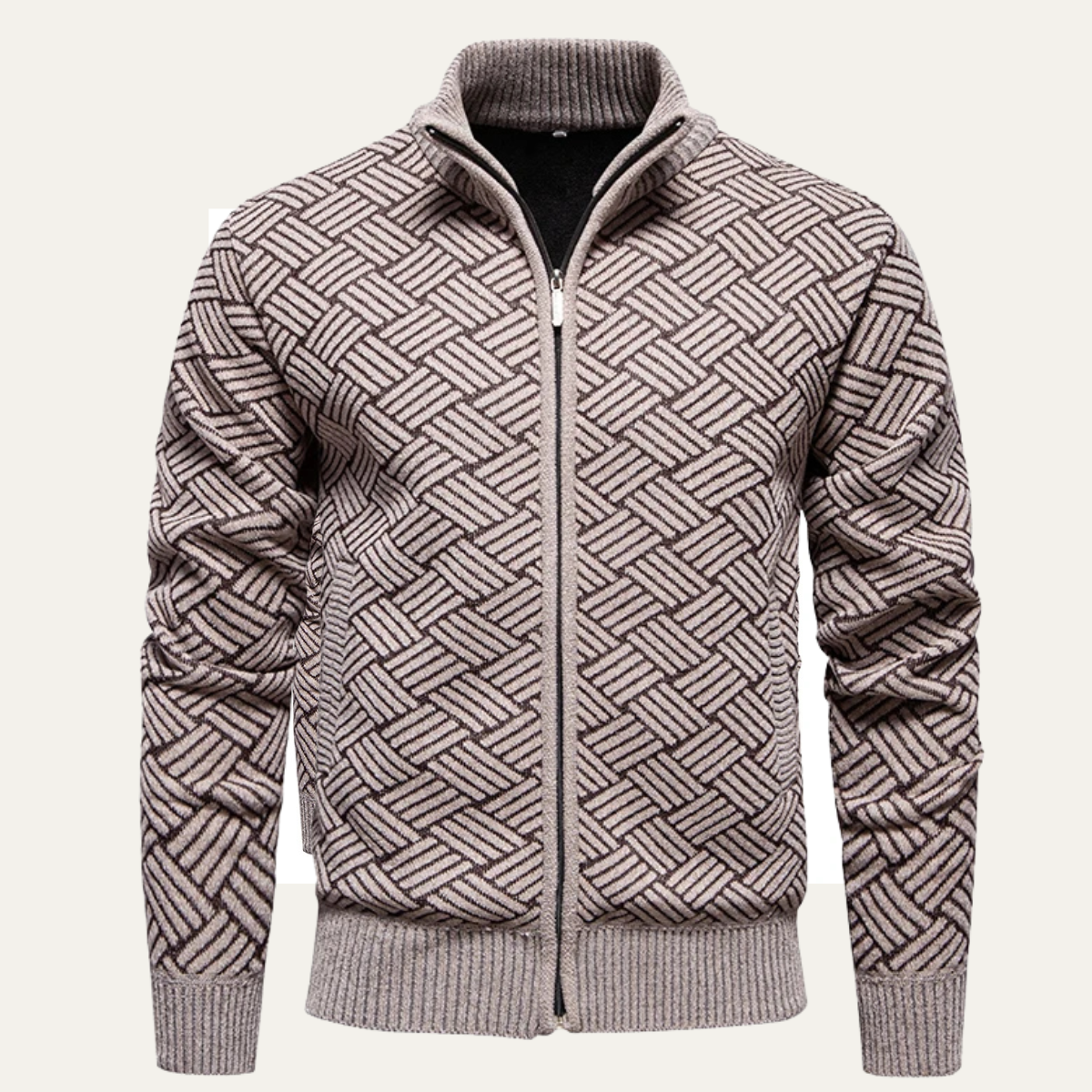 Dundee Men's Knit Cardigan Textured Warm Beige