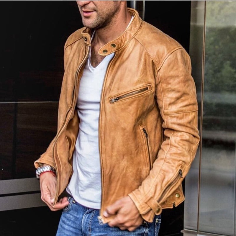 Men's Leather Jacket Weather Resistant - VibreMode