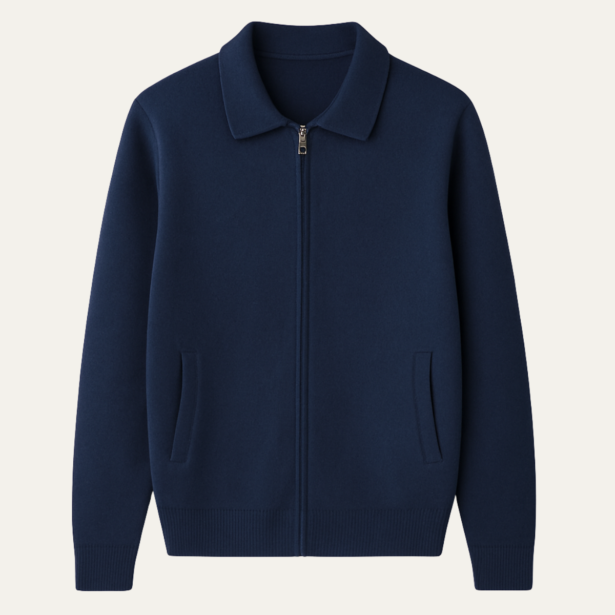 Men's Wool Knitted Zip Cardigan