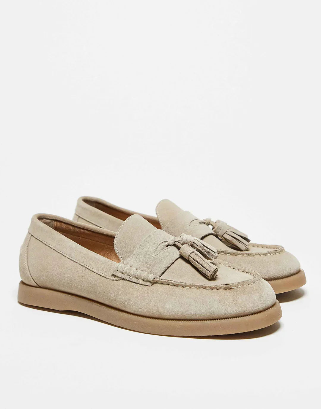 Men's Suede Loafers Tassel Detail Brown