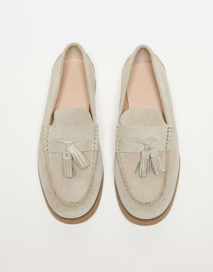 Men's Suede Loafers Tassel Detail Brown