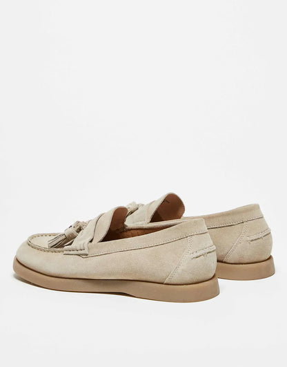 Men's Suede Loafers Tassel Detail Brown