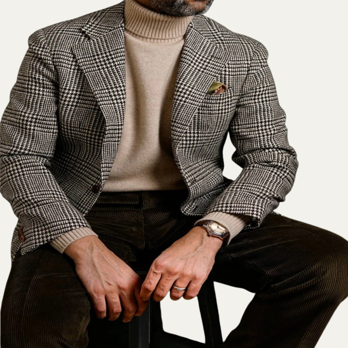Men's Houndstooth Blazer Slim Fit Checked