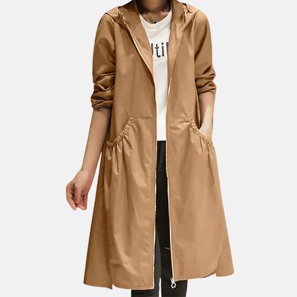 Women's Waterproof Hooded Knee Length Jacket