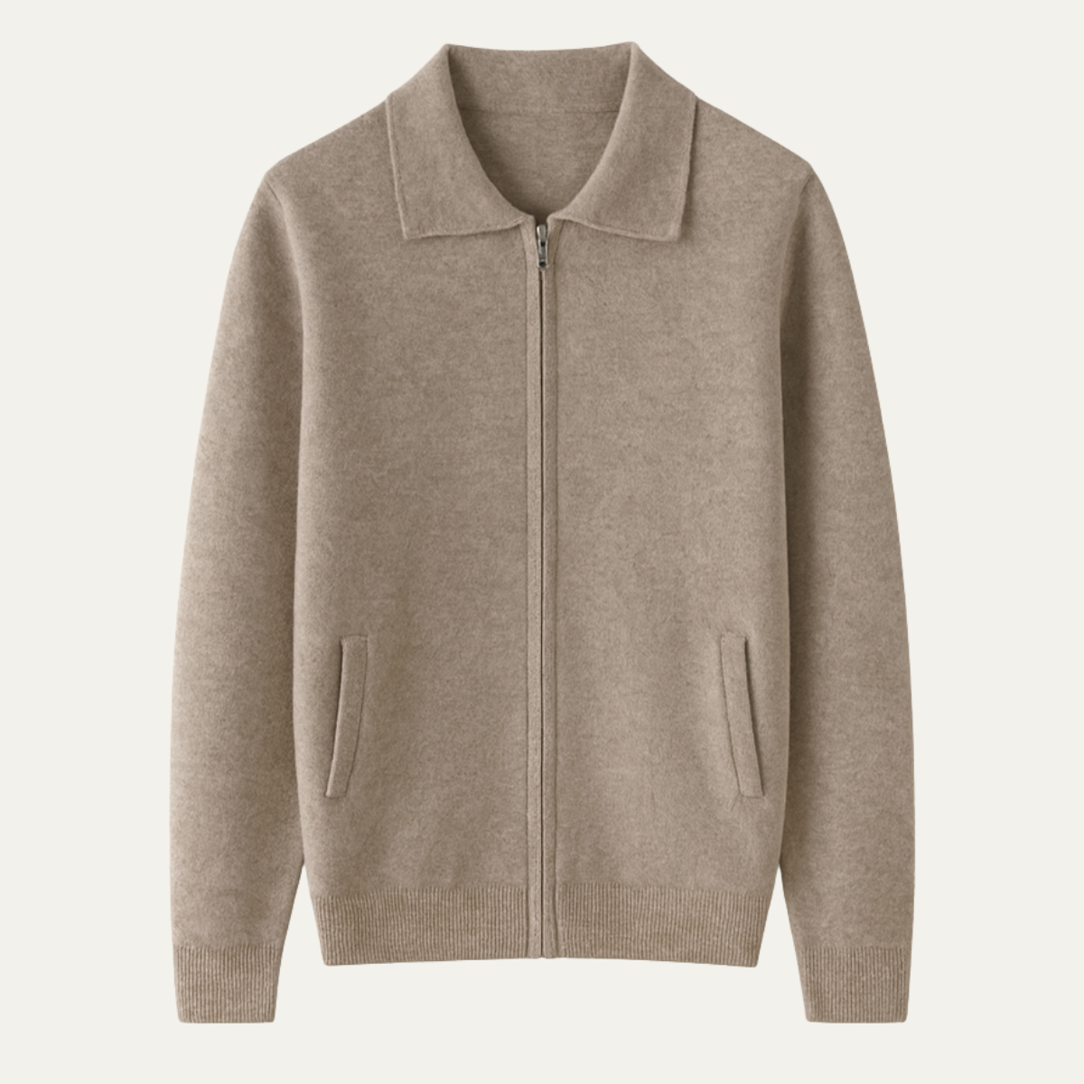 Men's Wool Knitted Zip Cardigan - VibreMode
