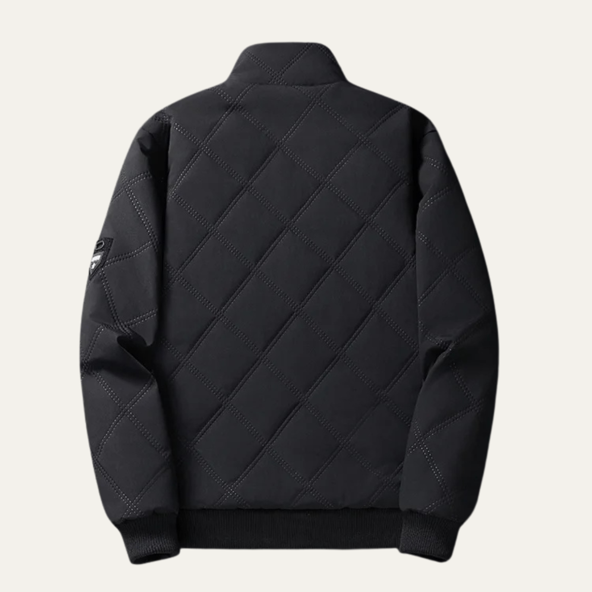 Men's Quilted Fleece Jacket Thick Warm Stand Collar