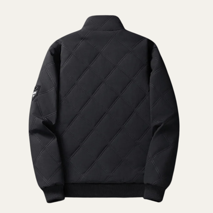 Men's Quilted Fleece Jacket Thick Warm Stand Collar