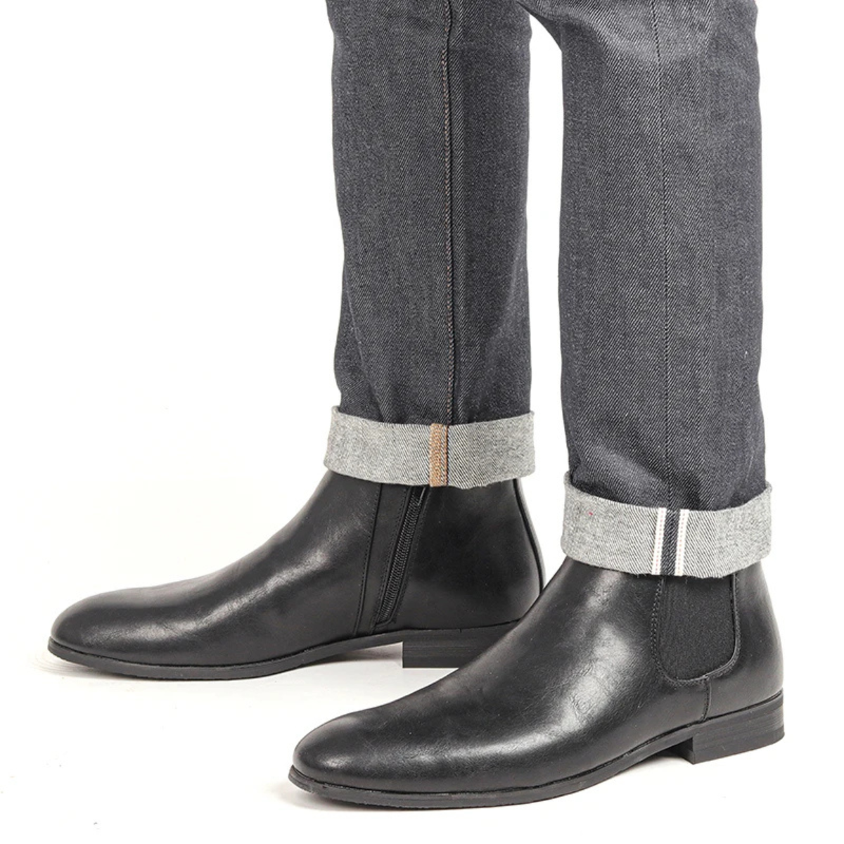Men's Chelsea Leather Ankle Boots Elastic Sides Brown