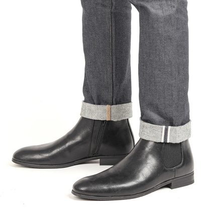 Men's Chelsea Leather Ankle Boots Elastic Sides Brown