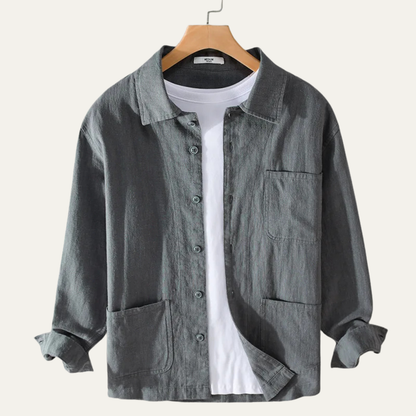 Men's Cotton Shirt Jacket Casual Retro Style