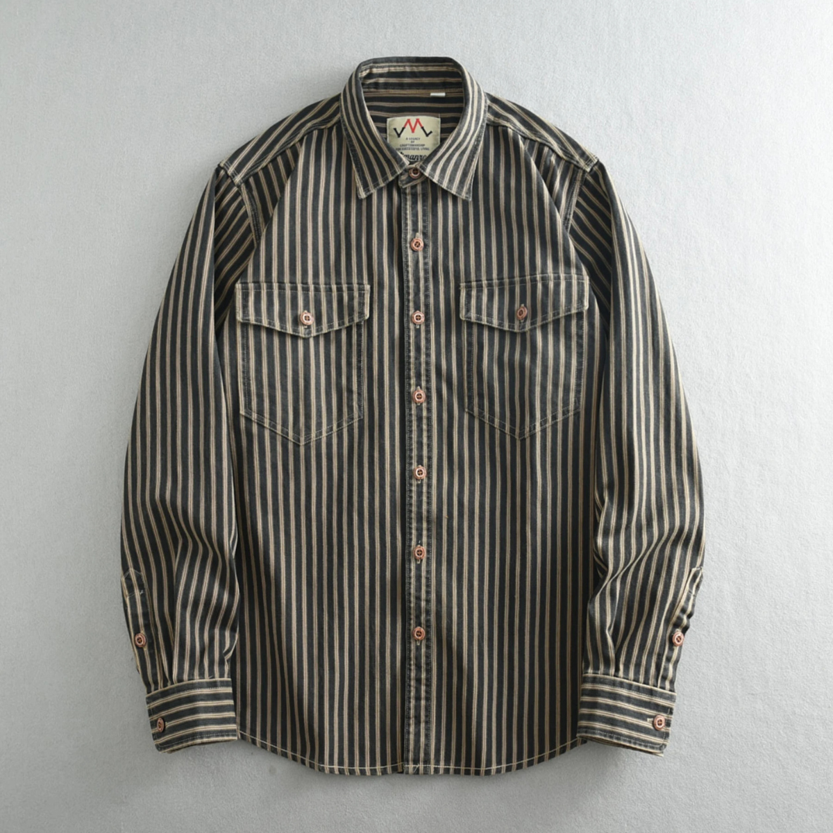 Men's Classic Striped Button Down Shirt Cotton