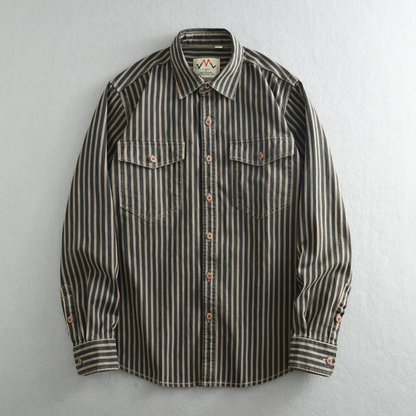 Men's Classic Striped Button Down Shirt Cotton
