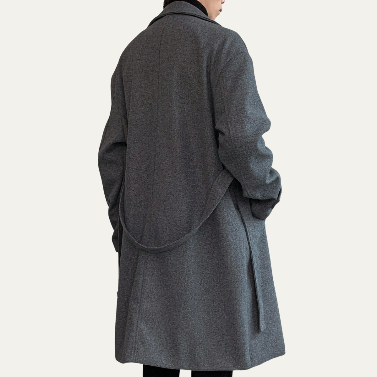 Men's Wool Wrap Coat Camel Brown with Belt