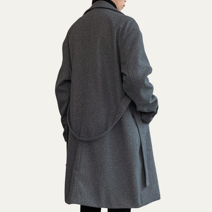 Men's Wool Wrap Coat Camel Brown with Belt