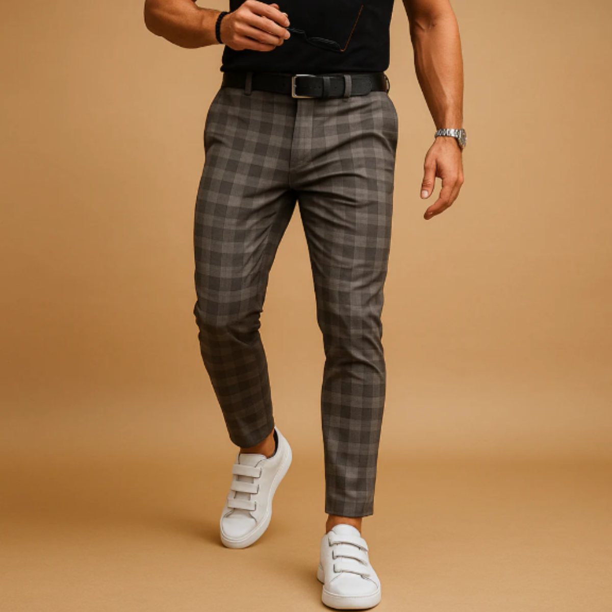 Men's Slim Fit Checked Pants