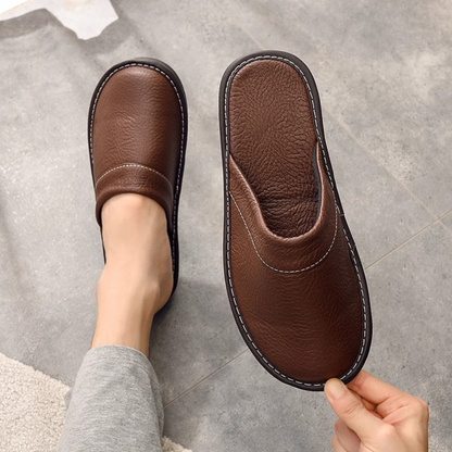 Men's Soft Leather Indoor Slippers