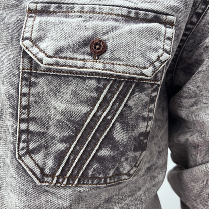 Men's Vintage Tie Dye Denim Shirt Light Grey