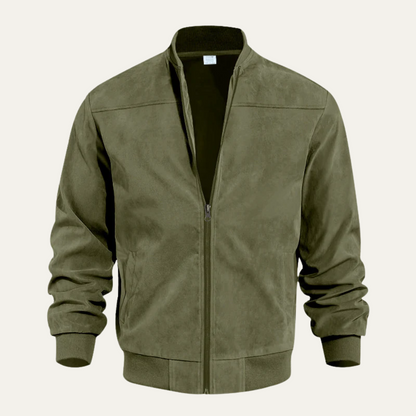 Men's Suede Bomber Jacket Vintage Casual - VibreMode