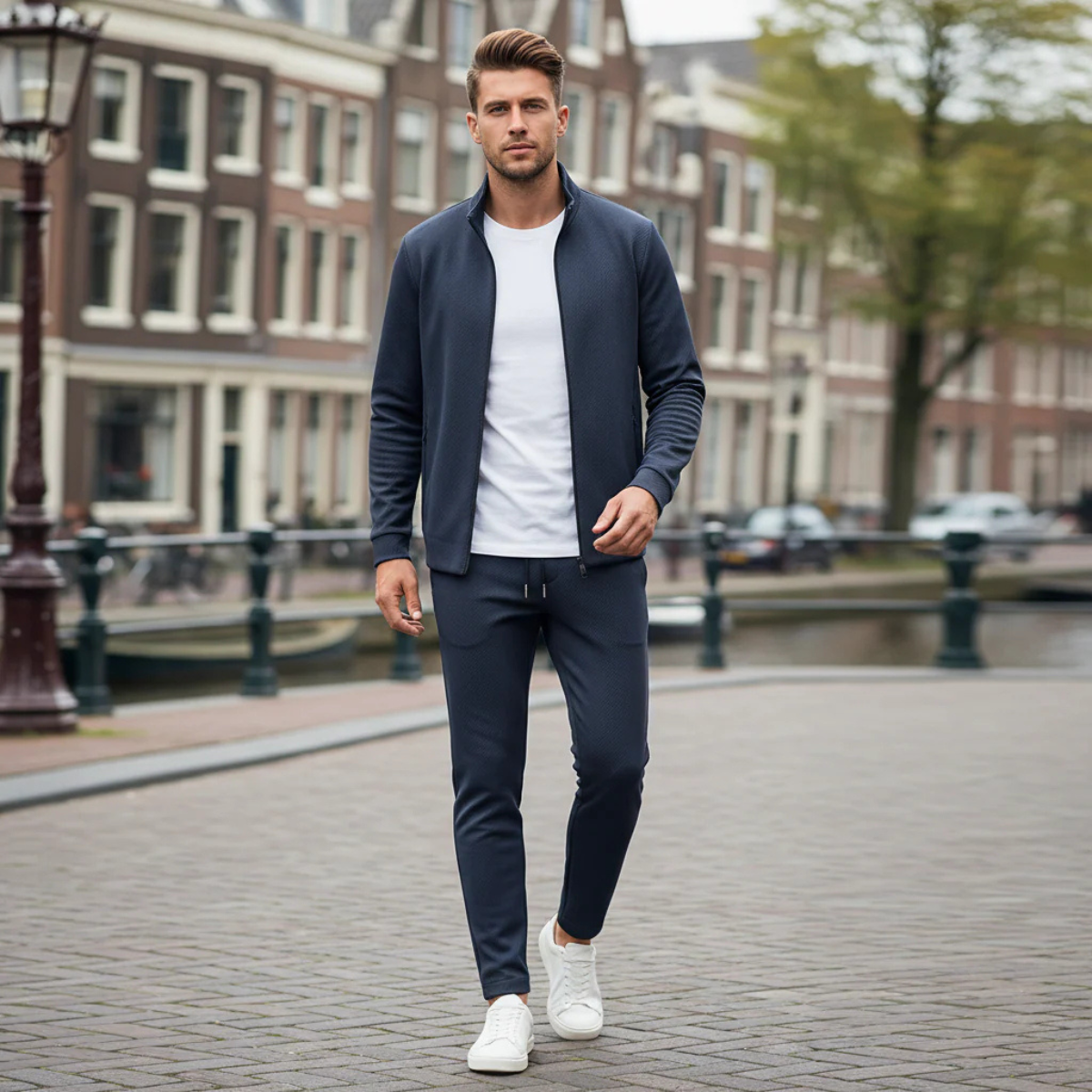 Men's Modern Fit Tracksuit Zip Up Jacket Joggers