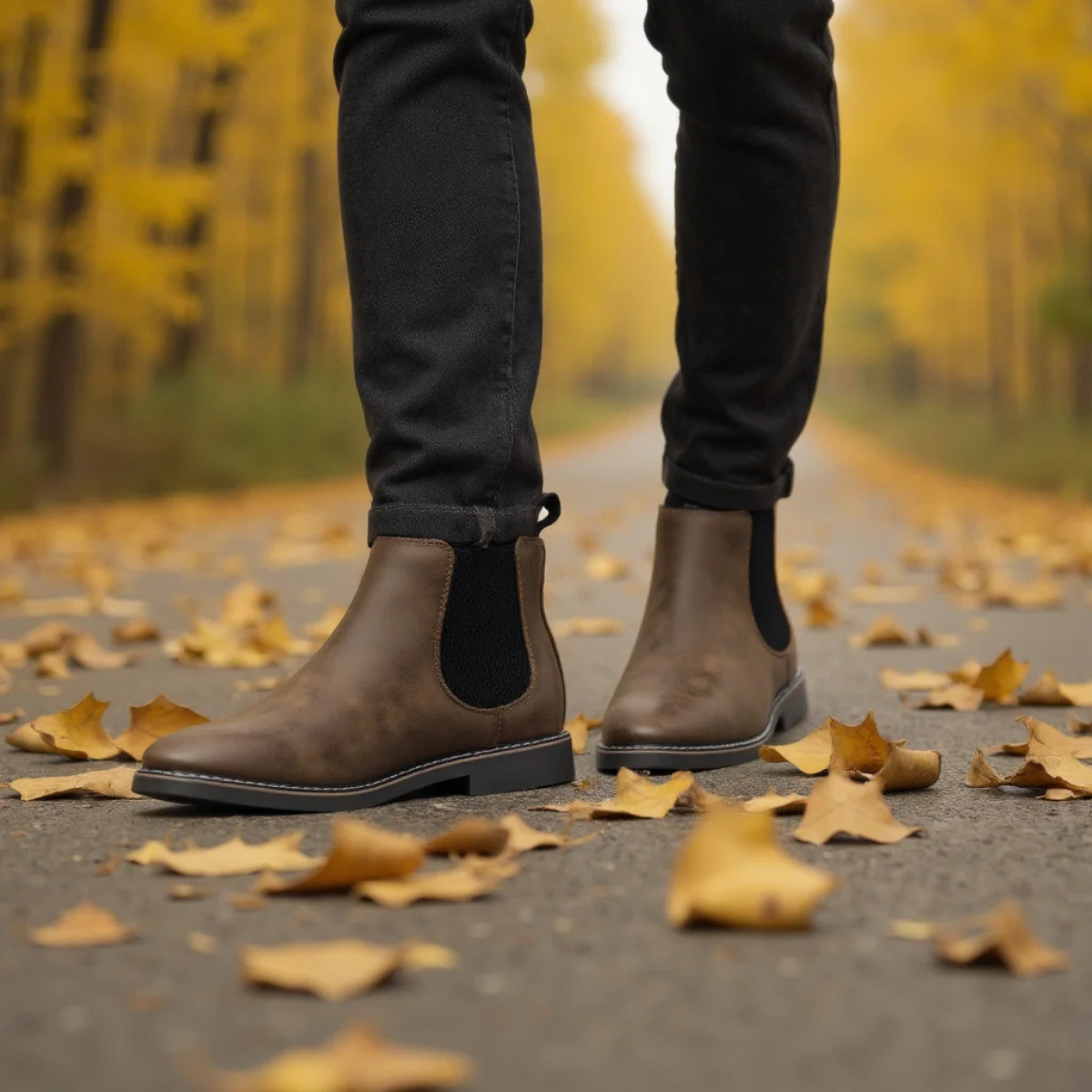 Men's Chelsea Boots Ankle Slip On Leather Brown