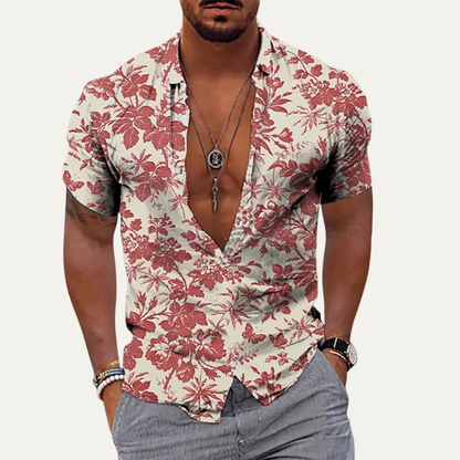 Men's Hawaiian Beach Shirt Tropical Coconut Print