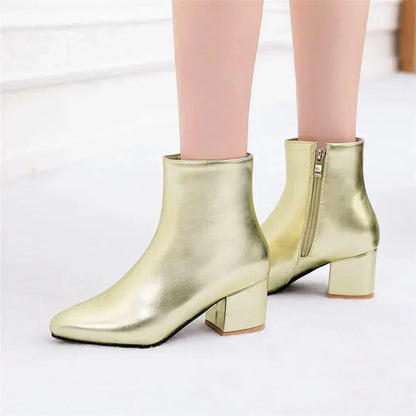 Women's Silver Ankle Boots