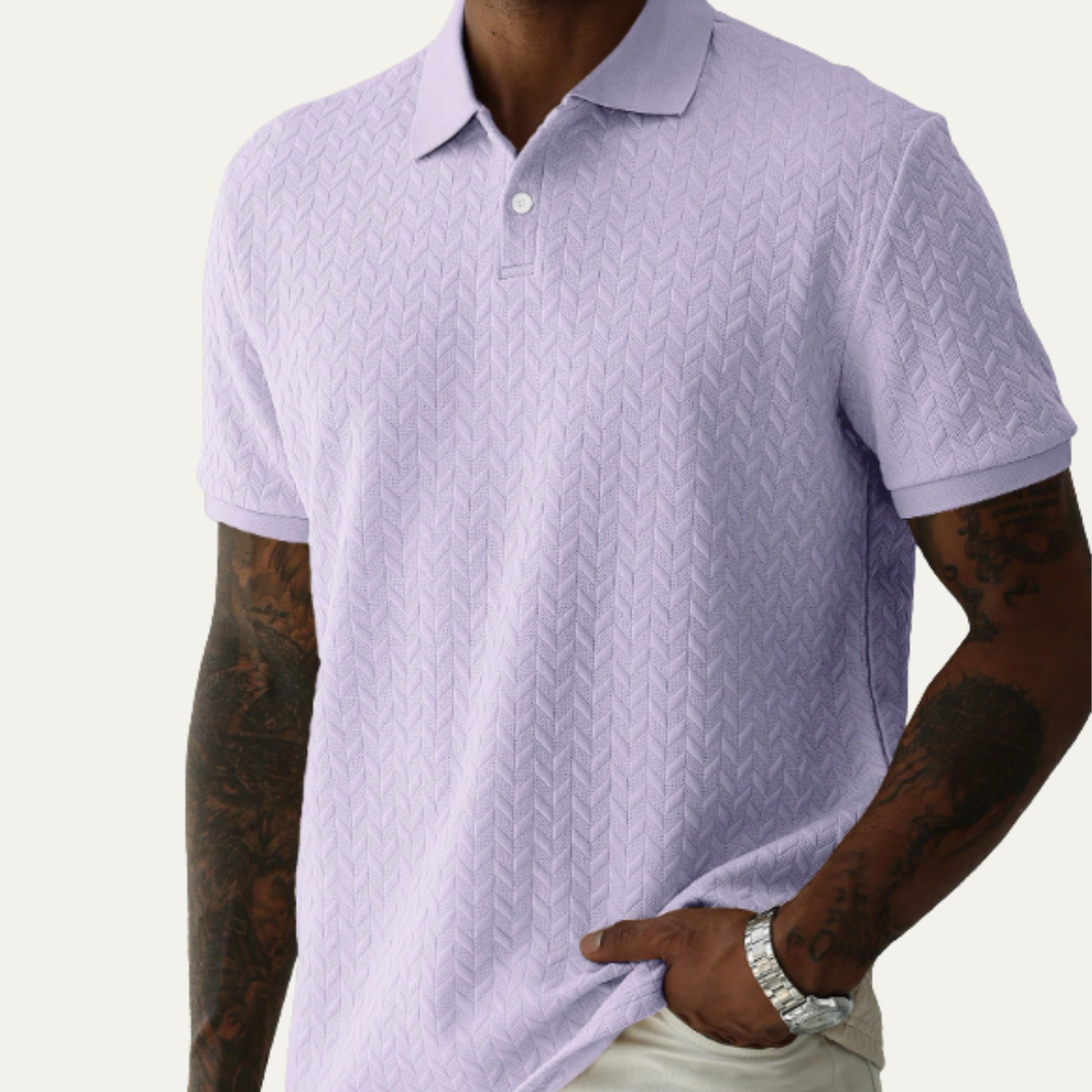 Men's Textured Polo Shirt Casual Summer