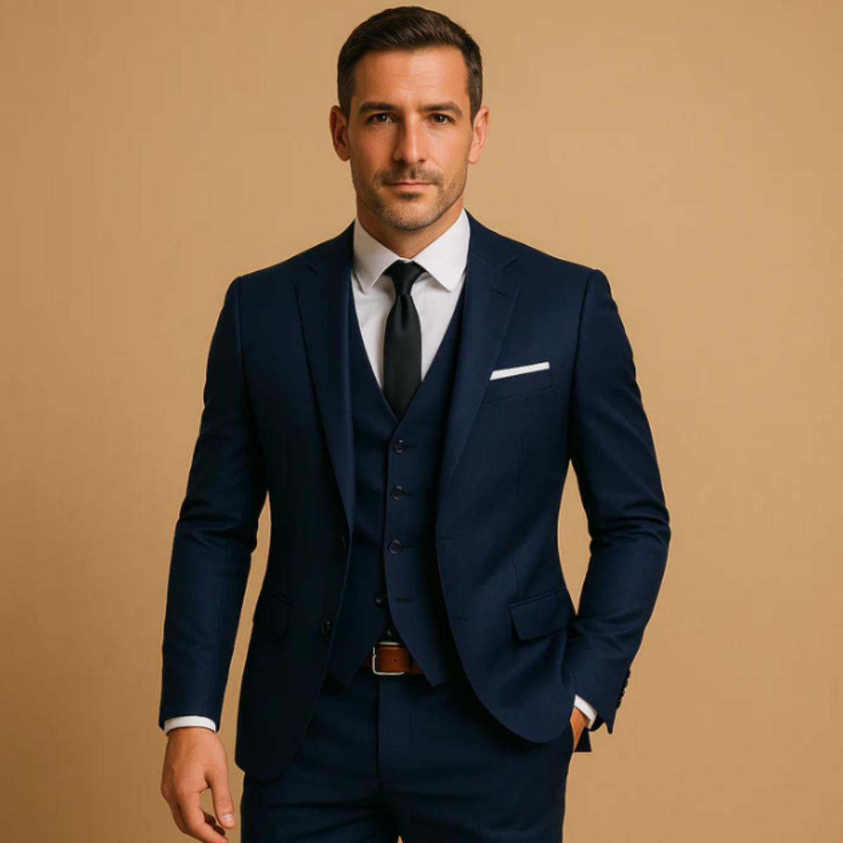 Men's 3 Piece Slim Fit Suit Blazer Waistcoat Trousers