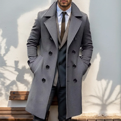 Men's Double Breasted Wool Blend Trench Coat
