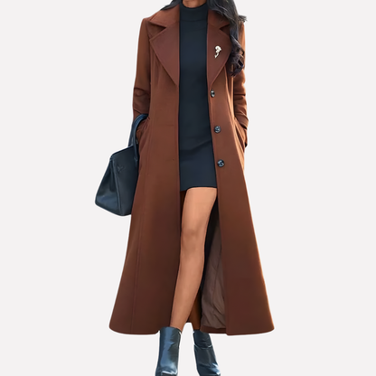 Women's Long Coat Shawl Collar Waist Belt