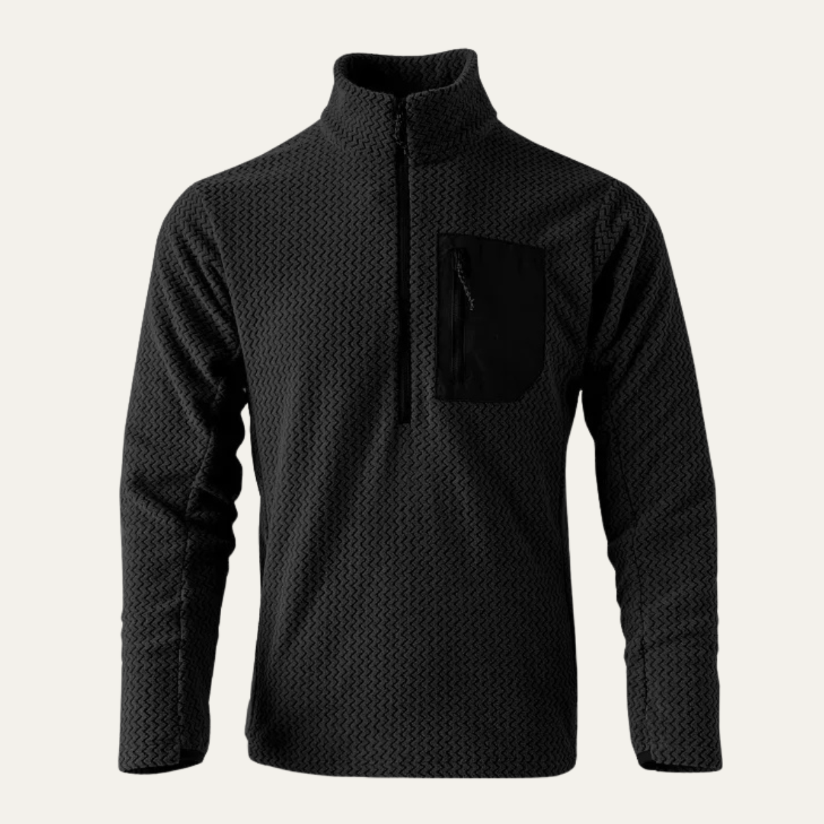 Men's Half Zip Fleece Sweater Chest Pocket