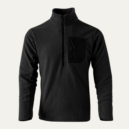 Men's Half Zip Fleece Sweater Chest Pocket