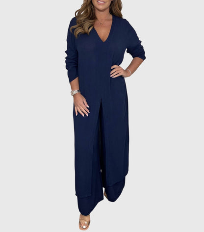 Women's Cardigan Set Wide Leg Pants Two Piece