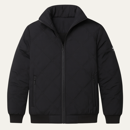 Men's Quilted Fleece Jacket Thick Warm Stand Collar - VibreMode