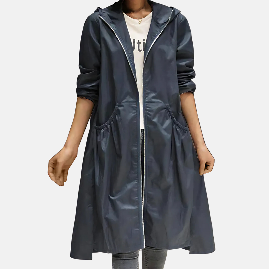 Women's Water-Resistant Hooded Knee Length Jacket
