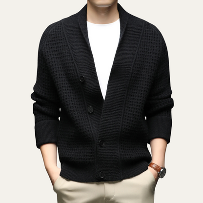 Men's Chunky Knit Cardigan Shawl Collar