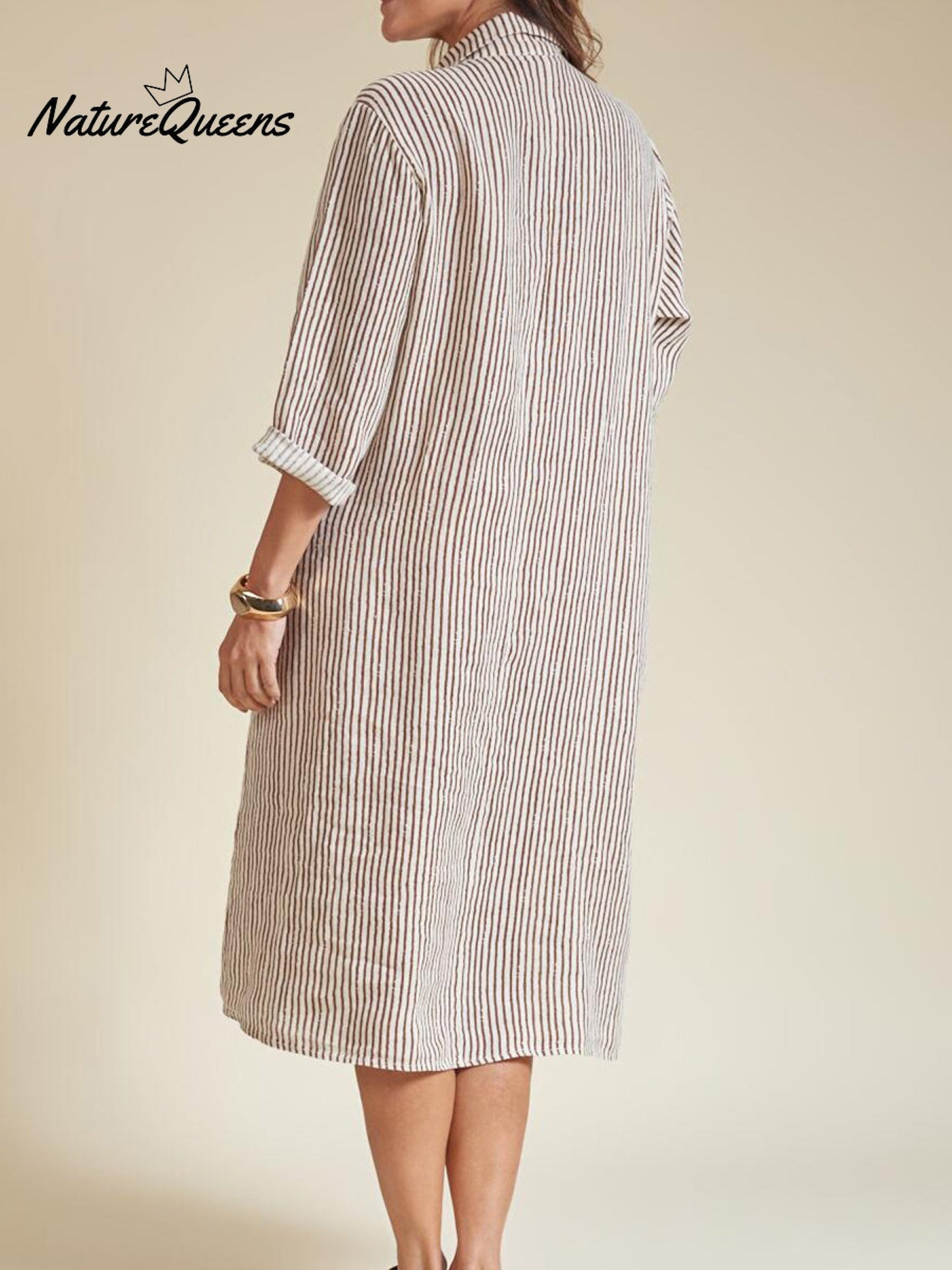 Relaxed Fit Summer Striped Shirt Dress