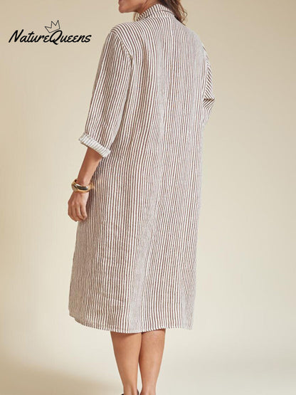 Relaxed Fit Summer Striped Shirt Dress