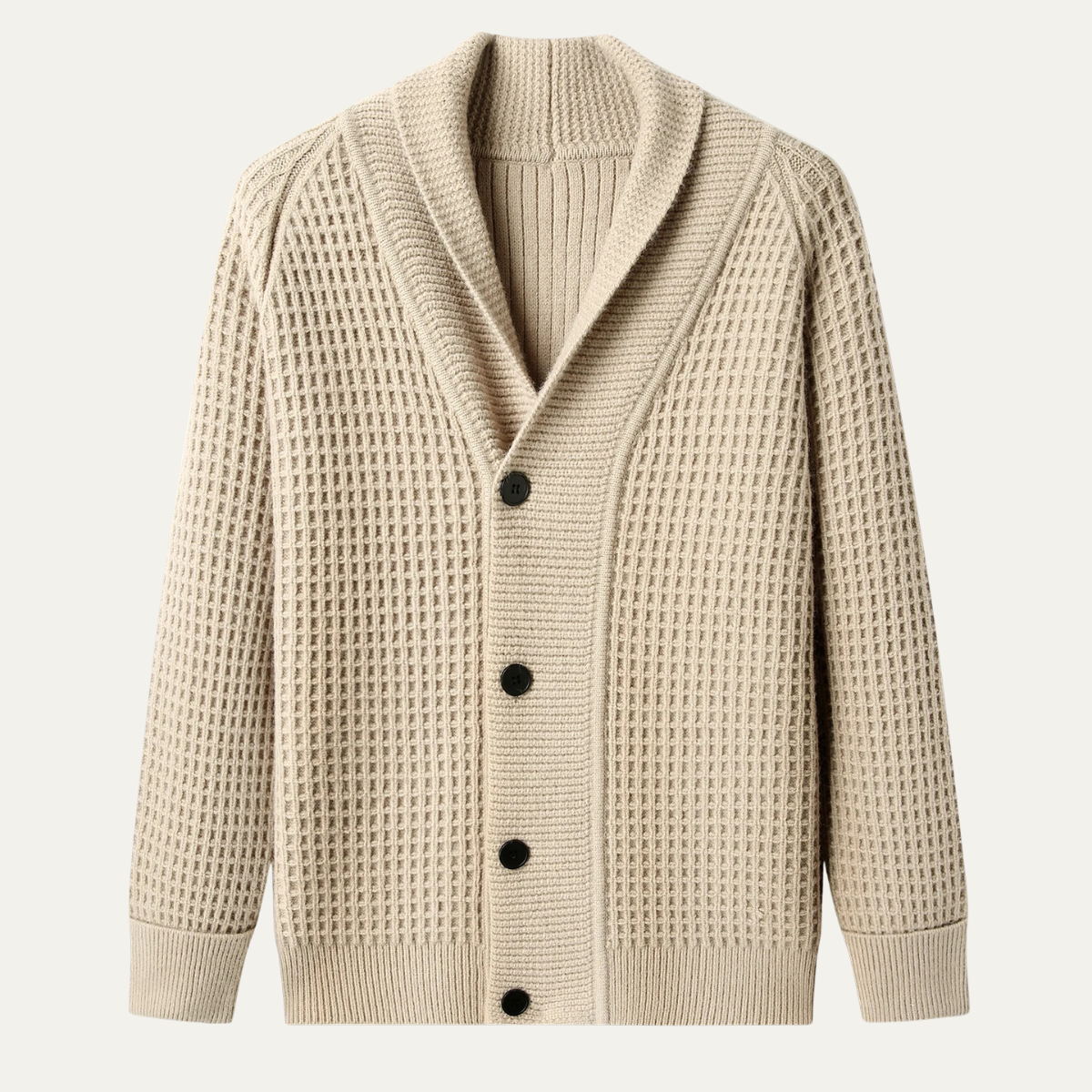 Men's Chunky Knit Cardigan Shawl Collar - VibreMode