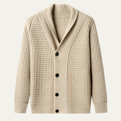 Men's Chunky Knit Cardigan Shawl Collar - VibreMode