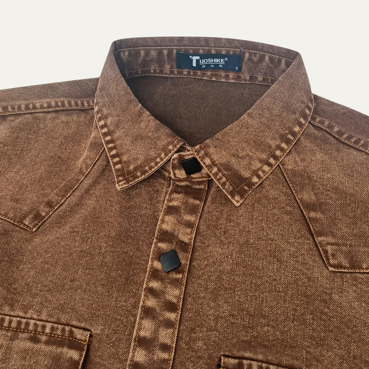 Men's Denim Work Shirt Vintage Washed Blue