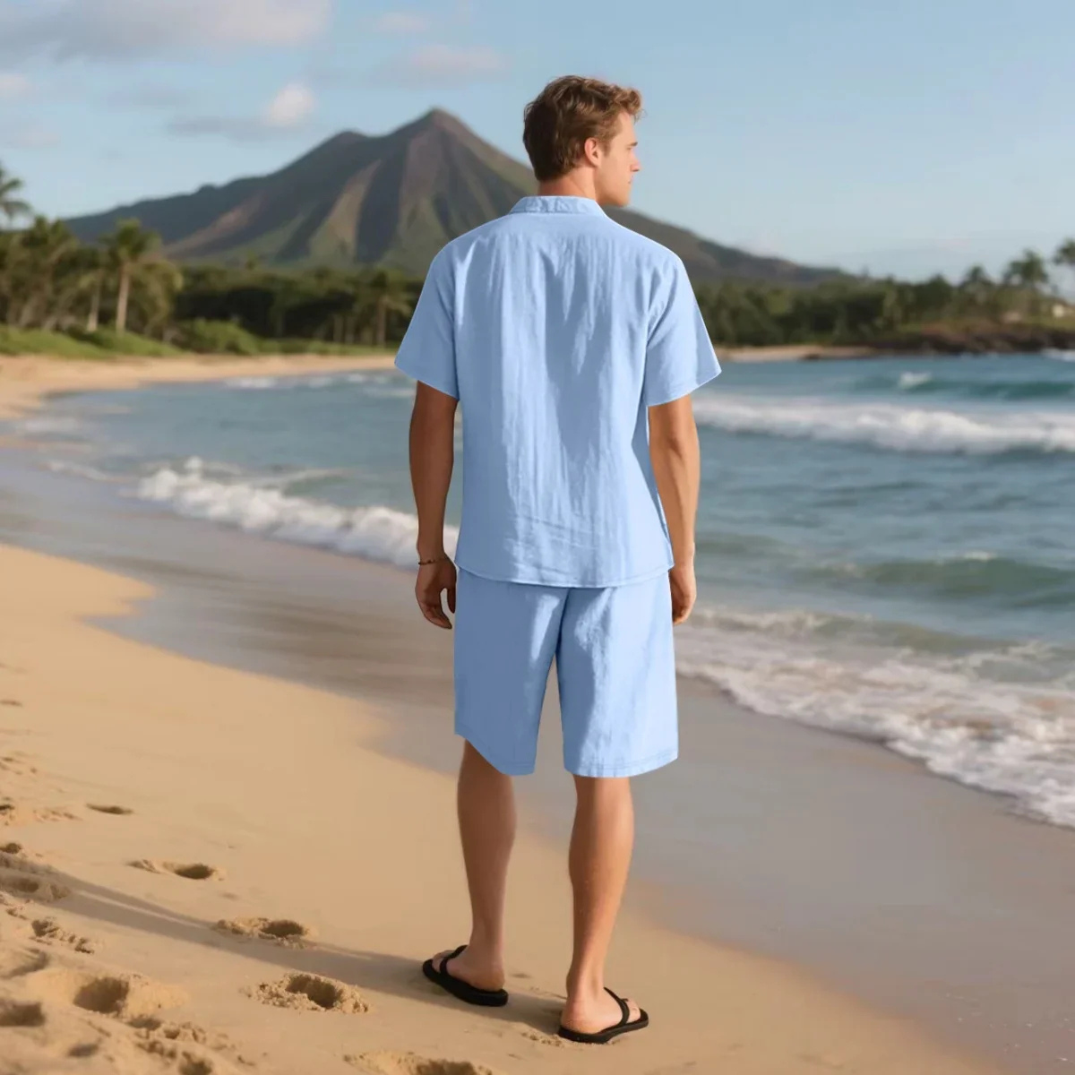 Men's Short Sleeve Shirt And Shorts Set