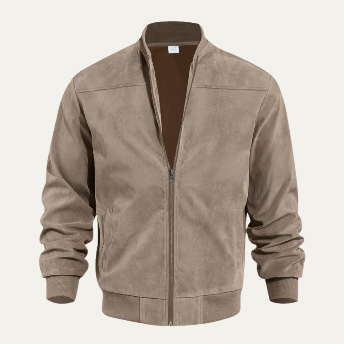 Men's Suede Bomber Jacket Vintage Casual