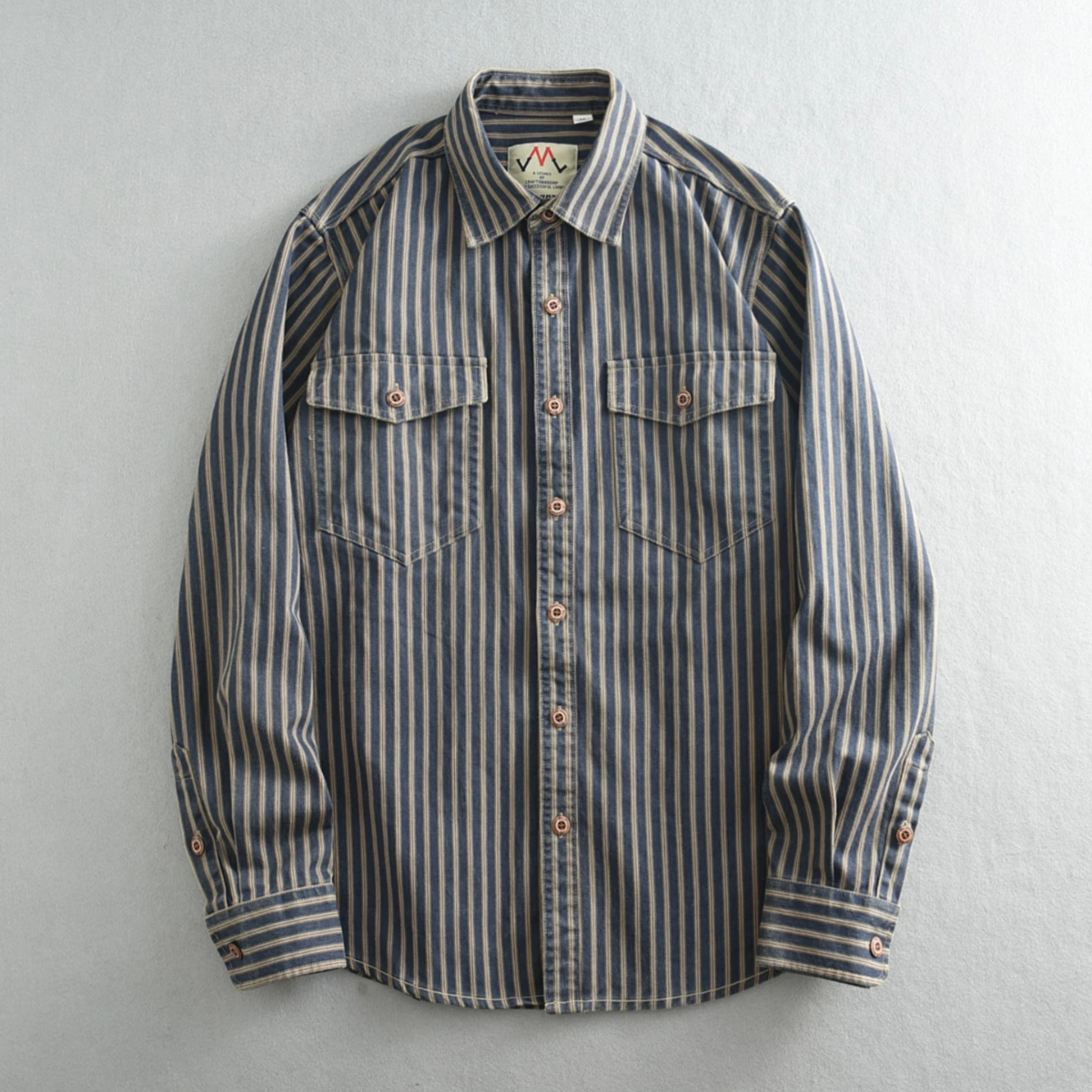 Men's Classic Striped Button Down Shirt Cotton