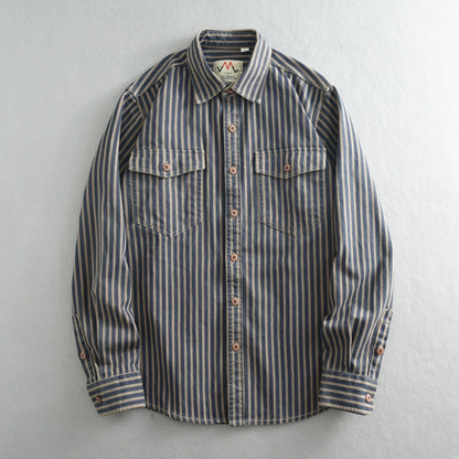 Men's Classic Striped Button Down Shirt Cotton