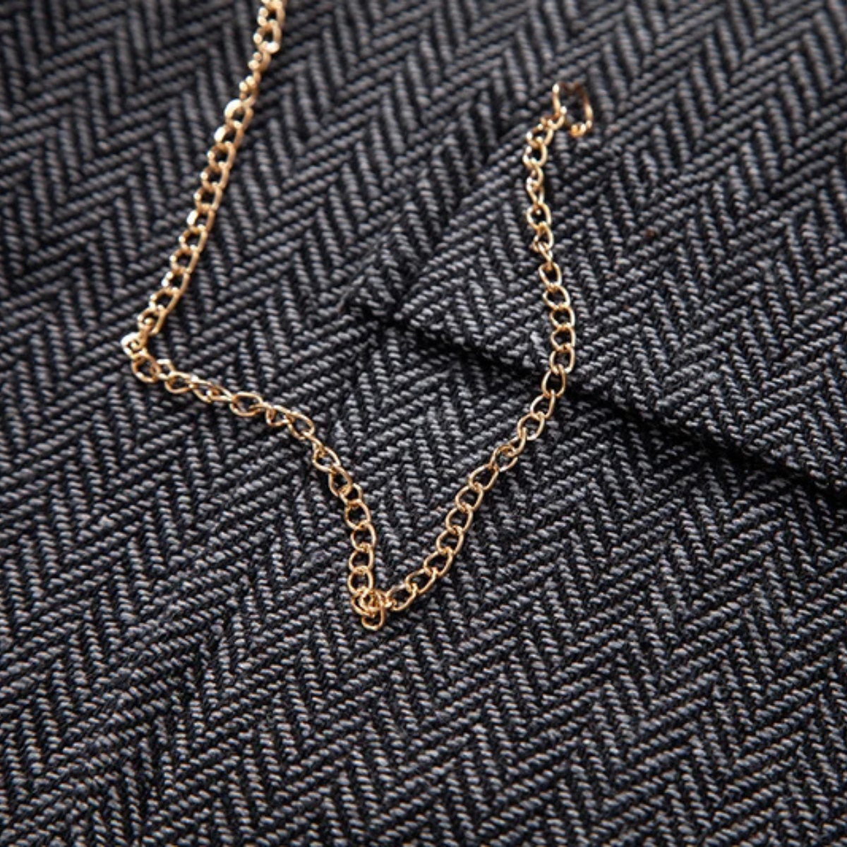 Men's Tweed Waistcoat Chain Vest