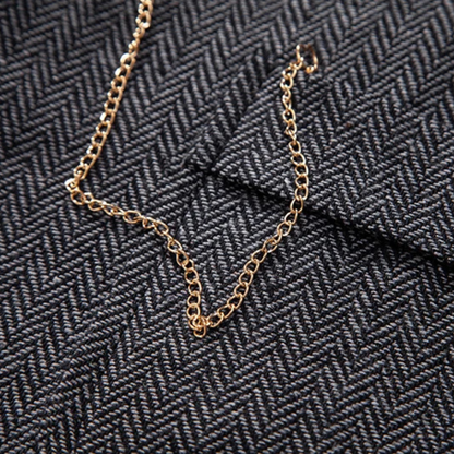 Men's Tweed Waistcoat Chain Vest