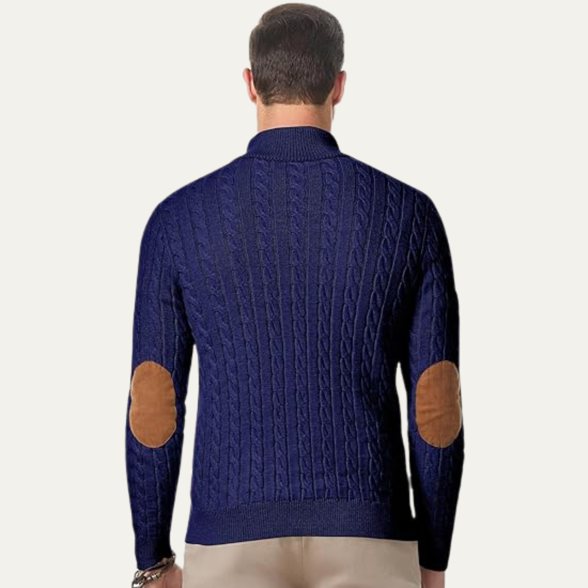 Men's Cable Knit Sweater Stand Collar